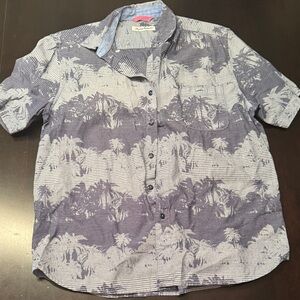 Tommy Bahama Blue and White Palm Print Shirt